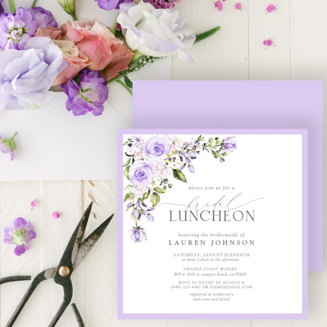 Elegant Bridal Luncheon Floral Lilac Lavender Invitation (Creator Uploaded)