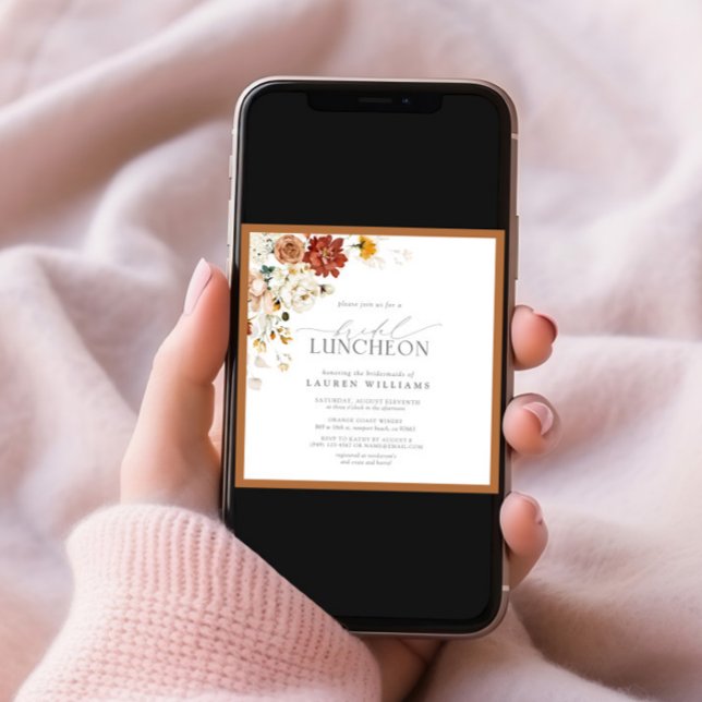 Elegant Bridal Luncheon Floral Rust Orange Invitation (Creator Uploaded)
