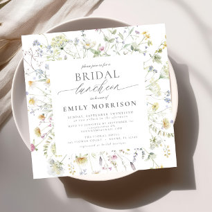 Elegant Bridal Luncheon Wildflower Sage Green Invitation