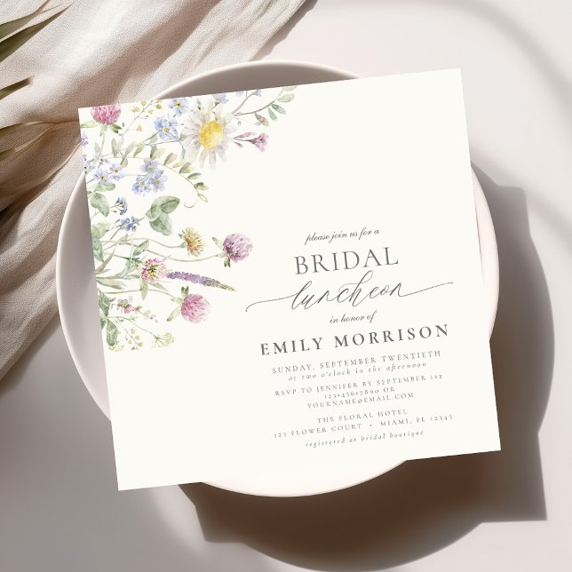 Elegant Bridal Luncheon Wildflower Sage Green Invitation (Creator Uploaded)
