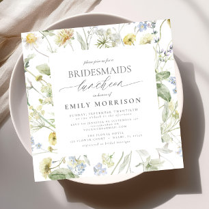 Elegant Bridal Luncheon Wildflower Sage Green Invitation