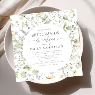 Elegant Bridal Luncheon Wildflower Sage Green Invitation