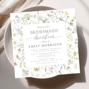 Elegant Bridal Luncheon Wildflower Sage Green Invitation