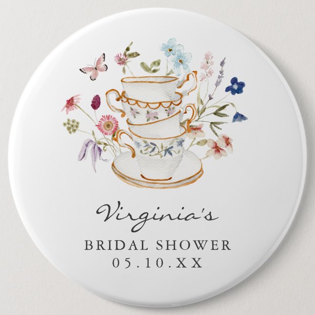 Elegant Bridal Shower 6 Cm Round Badge (Front)