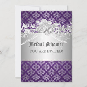 Elegant Bridal Shower Baroque Flourish Purple Invitation