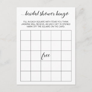 Elegant Bridal Shower Bingo Card Game Postcard