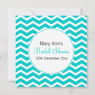 Elegant Bridal Shower Blue Chevron Pattern Invitation