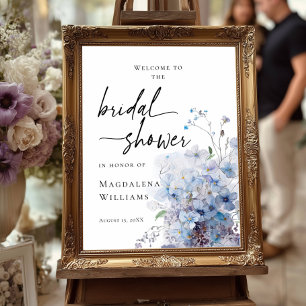 Elegant Bridal Shower blue wildflowers welcome Poster