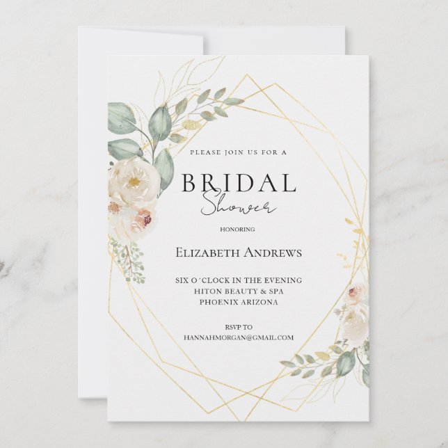 Elegant Bridal Shower Boho Invitation (Front)