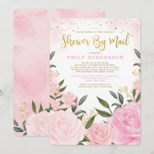 Elegant Bridal Shower By Mail Blush Pink Floral Invitation