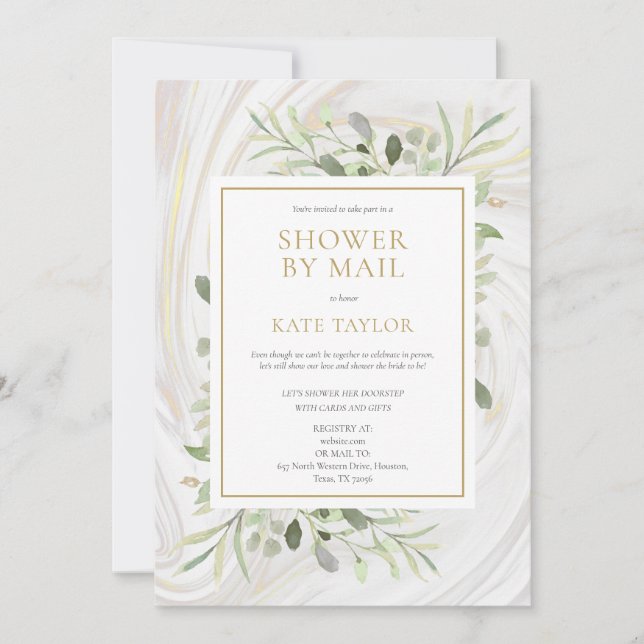 Elegant Bridal Shower By Mail Greenery Leaves Invitation (Front)