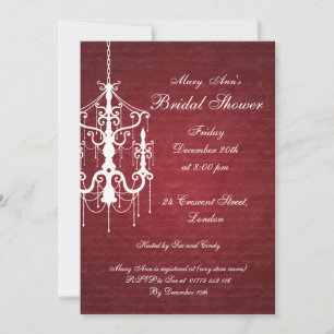 Elegant Bridal Shower Chandelier Red Invitation