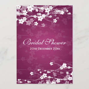 Elegant Bridal Shower Cherry Blossom Plum Invitation