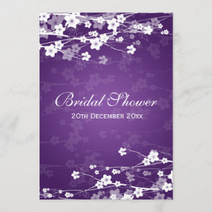 Elegant Bridal Shower Cherry Blossom Purple Invitation
