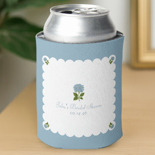 Elegant Bridal Shower Classic Dusty Blue Hydrangea Can Cooler