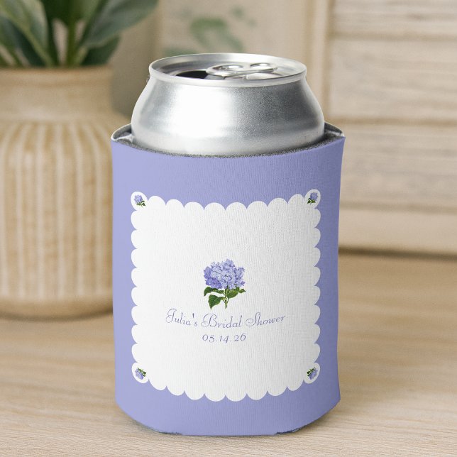 Elegant Bridal Shower Classic Hydrangea Scalloped Can Cooler (Creator Uploaded)