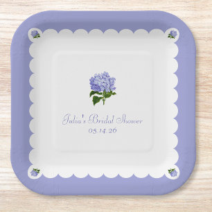 Elegant Bridal Shower Classic Hydrangea Scalloped Paper Plate