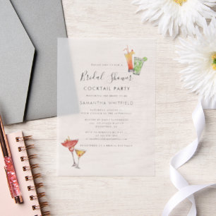 Elegant Bridal Shower Cocktail Party Vellum Invitations