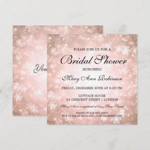 Elegant Bridal Shower Copper Winter Wonderland Invitation