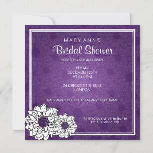 Elegant Bridal Shower Dahlia Floral Purple Invitation