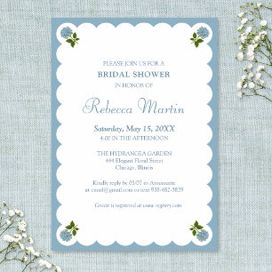 Elegant Bridal Shower Dusty Blue Vintage Simple  Invitation