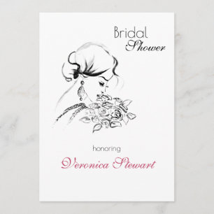 Elegant Bridal Shower Fashion Illustration Invitation