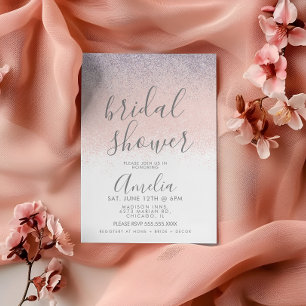 Elegant Bridal Shower Faux Ombré Glitter Pink  Postcard