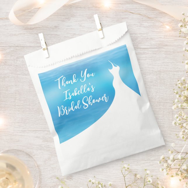 Elegant Bridal Shower Favour Bag blue watercolor (Clipped)