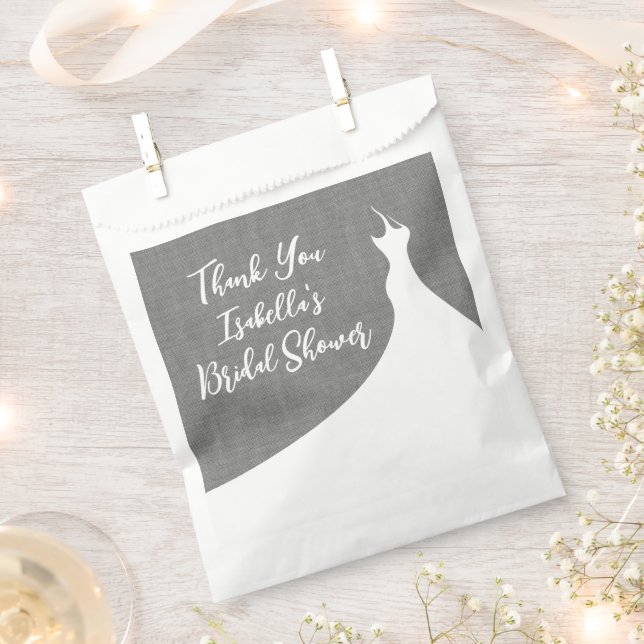 Elegant Bridal Shower Favour Bag grey linen (Clipped)