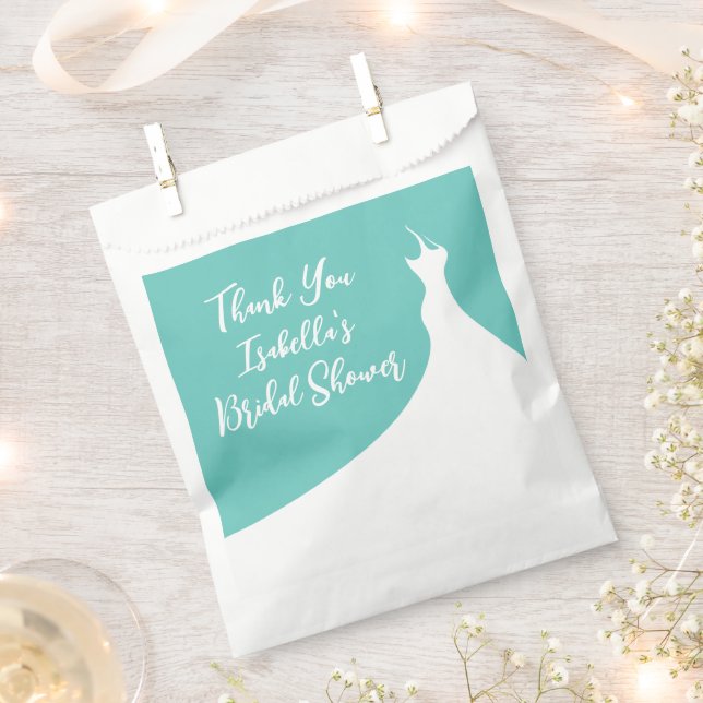 Elegant Bridal Shower Favour Bag turquoise (Clipped)