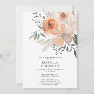 Elegant Bridal Shower Floral Peach Green Invitation