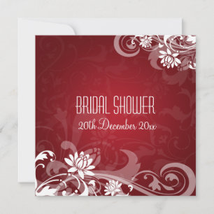 Elegant Bridal Shower  Floral Swirls Red Invitation