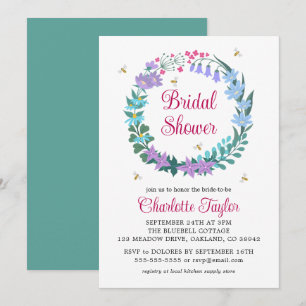 Elegant Bridal Shower Floral Wildflowers Garland Invitation