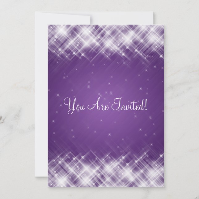 Elegant Bridal Shower Glamourous Sparks Purple Invitation (Front)