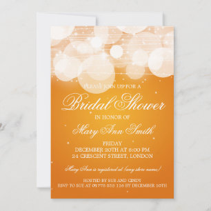 Elegant Bridal Shower Glow & Sparkle Orange Invitation
