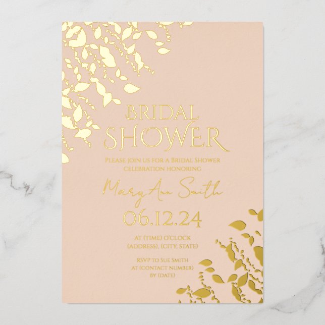 Elegant Bridal Shower Gold Floral Blush  (Front)