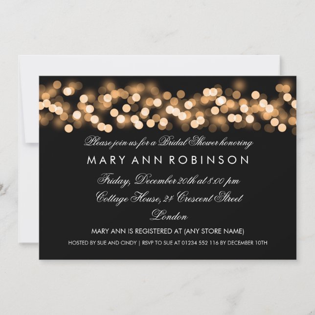 Elegant Bridal Shower Gold Hollywood Glam Invitation (Front)