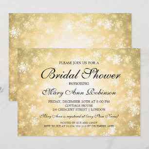 Elegant Bridal Shower Gold Winter Wonderland Invitation