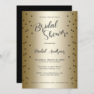 Elegant Bridal Shower Gold with Black Invitation