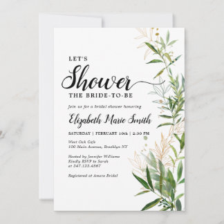 Elegant Bridal Shower Greenery Botanical Foliage Invitation