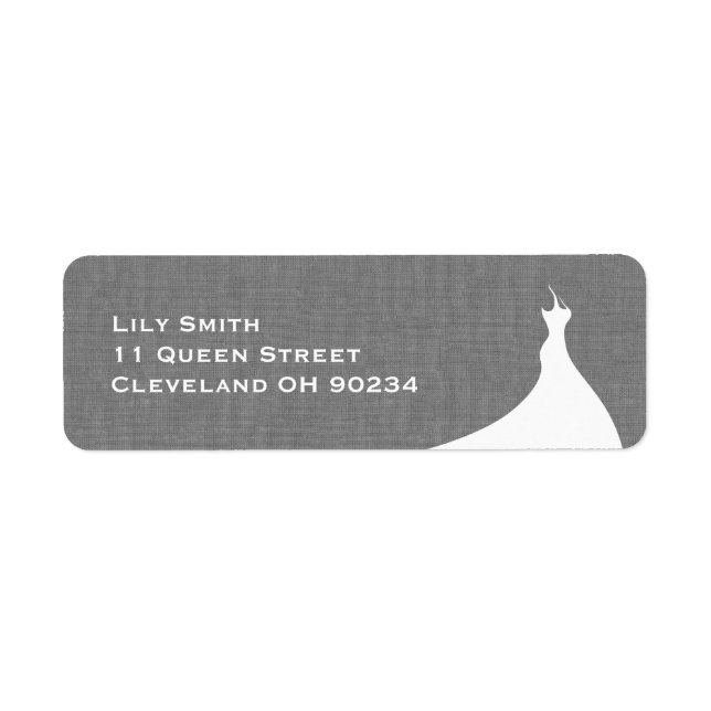 Elegant Bridal Shower grey linen Label (Front)