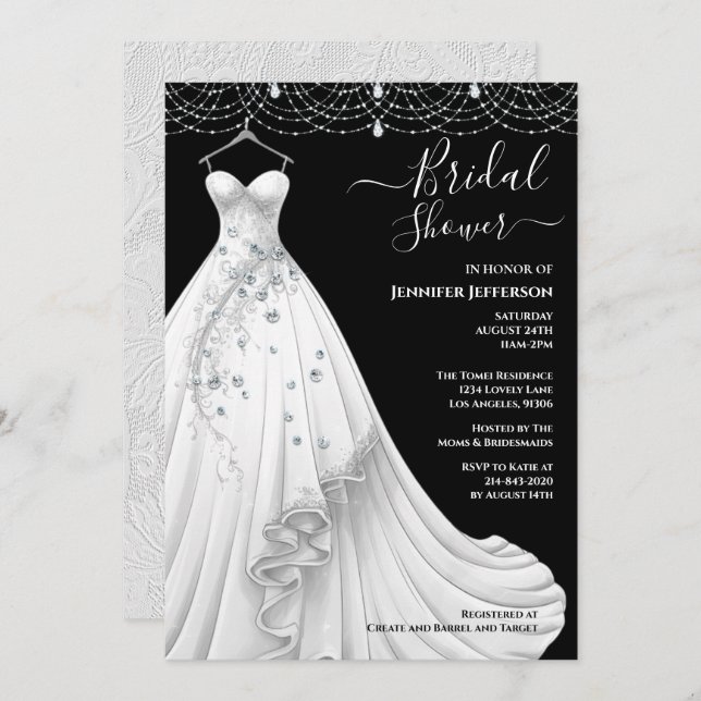 Elegant Bridal Shower Invitation (Front/Back)