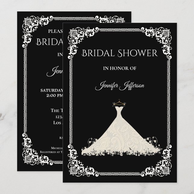 Elegant Bridal Shower Invitation (Front/Back)