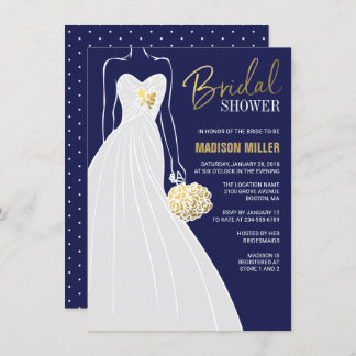 Elegant Bridal Shower Invitation | Blue and Gold