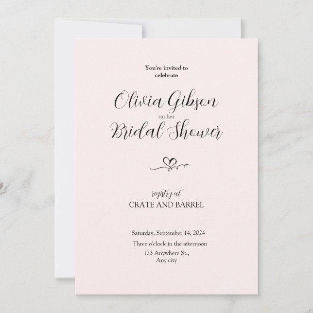 Elegant Bridal Shower Invitation Cards (Front)