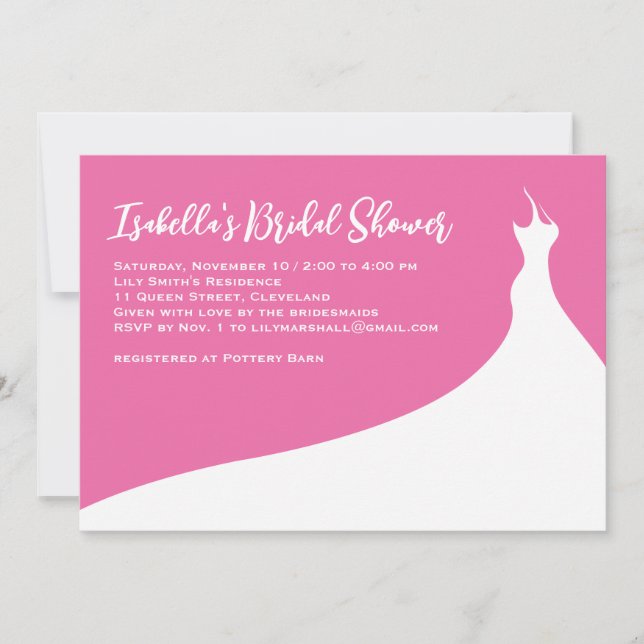 Elegant Bridal Shower Invitation fuchsia (Front)