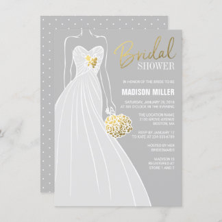 Elegant Bridal Shower Invitation | Grey and Gold