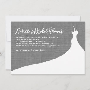 Elegant Bridal Shower Invitation grey linen
