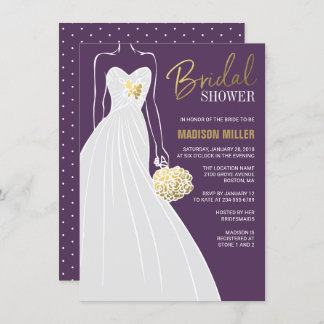 Elegant Bridal Shower Invitation | Purple and Gold