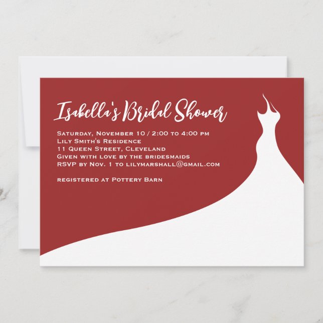 Elegant Bridal Shower Invitation red (Front)
